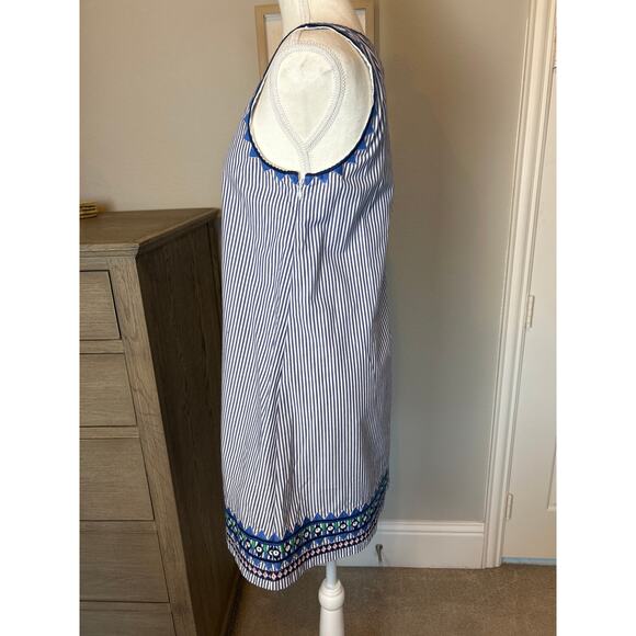 Vineyard Vines | Blue/White "Sarah Striped" Embroidered Trimmed Shift Dress | 2 - Picture 10 of 17